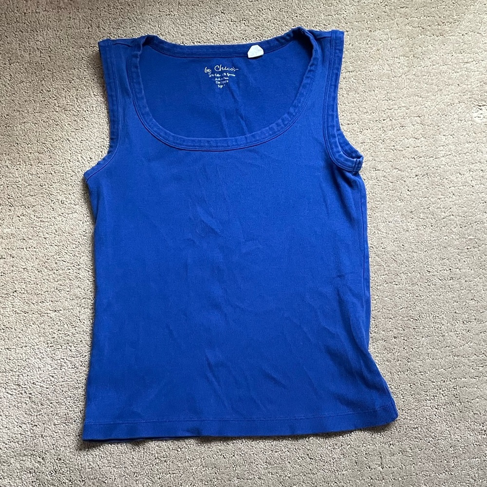 Blue ribbed tank top